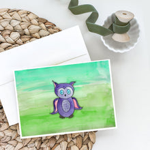 Load image into Gallery viewer, Purple Owl Watercolor Greeting Cards -  Blank Note Cards – 8-Pack of Artist-Designed Cards with Envelopes