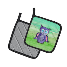 Load image into Gallery viewer, Purple Owl Watercolor Pot Holders - Set of 2 - Heat-Resistant Kitchen Essentials BB7429PTHD