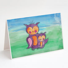 Load image into Gallery viewer, Momma and Baby Owl Watercolor Greeting Cards -  Blank Note Cards – 8-Pack of Artist-Designed Cards with Envelopes