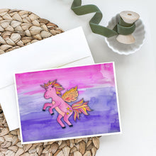 Load image into Gallery viewer, Pink Unicorn Watercolor Greeting Cards -  Blank Note Cards – 8-Pack of Artist-Designed Cards with Envelopes