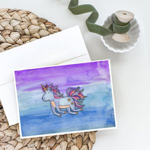 Load image into Gallery viewer, Blue Unicorn Watercolor Greeting Cards -  Blank Note Cards – 8-Pack of Artist-Designed Cards with Envelopes