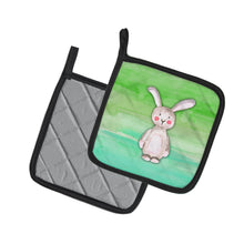 Load image into Gallery viewer, Bunny Rabbit Watercolor Pot Holders - Set of 2 - Heat-Resistant Kitchen Essentials BB7437PTHD