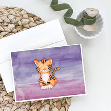 Load image into Gallery viewer, Tiger Cub Watercolor Greeting Cards -  Blank Note Cards – 8-Pack of Artist-Designed Cards with Envelopes