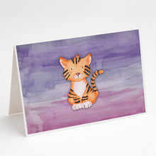 Load image into Gallery viewer, Tiger Cub Watercolor Greeting Cards -  Blank Note Cards – 8-Pack of Artist-Designed Cards with Envelopes