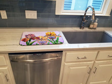 Load image into Gallery viewer, Purple and Yellow Iris Dish Drying Mat – Absorbent, Artistic Kitchen Essentials BB7445DDM