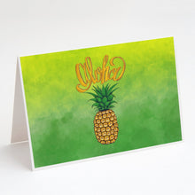Load image into Gallery viewer, Aloha Pineapple Welcome Greeting Cards -  Blank Note Cards – 8-Pack of Artist-Designed Cards with Envelopes