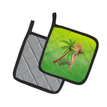 Load image into Gallery viewer, Hello Summer Lady in Swimsuit Pot Holders - Set of 2 - Heat-Resistant Kitchen Essentials BB7452PTHD