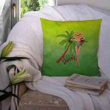 Load image into Gallery viewer, Hello Summer Lady in Swimsuit Throw Pillow - 14x14 Decorative Pillow – Art for Your Home &amp; Patio BB7452PW1414