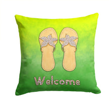 Load image into Gallery viewer, Flip Flops Welcome Throw Pillow - 14x14 Decorative Pillow – Art for Your Home &amp; Patio BB7454PW1414