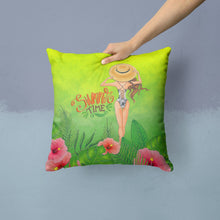 Load image into Gallery viewer, Summer Time Lady in Swimsuit Throw Pillow - 14x14 Decorative Pillow – Art for Your Home &amp; Patio BB7455PW1414