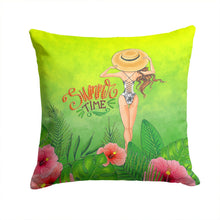 Load image into Gallery viewer, Summer Time Lady in Swimsuit Throw Pillow - 14x14 Decorative Pillow – Art for Your Home &amp; Patio BB7455PW1414