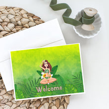 Load image into Gallery viewer, Welcome Lady in Bikini Summer Greeting Cards -  Blank Note Cards – 8-Pack of Artist-Designed Cards with Envelopes