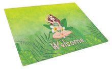 Load image into Gallery viewer, Welcome Lady in Bikini Summer Glass Cutting Boards – Durable, Decorative Kitchen Art Large BB7457LCB