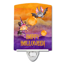 Load image into Gallery viewer, Halloween Little Witch and Bat Ceramic Night Light BB7458CNL