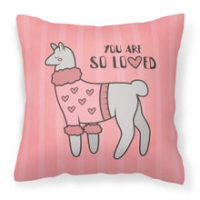 Load image into Gallery viewer, Nursery You are so Loved Llama Fabric Decorative Pillow BB7469PW1818