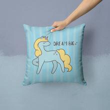 Load image into Gallery viewer, Nursery Dream Big Unicorn Throw Pillow - 14x14 Decorative Pillow – Art for Your Home &amp; Patio BB7471PW1414