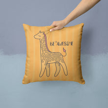 Load image into Gallery viewer, Nursery Be Awesome Griaffe Throw Pillow - 14x14 Decorative Pillow – Art for Your Home &amp; Patio BB7474PW1414