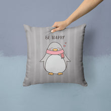Load image into Gallery viewer, Nursery Be Happy Penquin Throw Pillow - 14x14 Decorative Pillow – Art for Your Home &amp; Patio BB7478PW1414