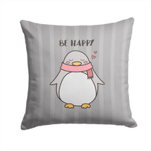 Load image into Gallery viewer, Nursery Be Happy Penquin Throw Pillow - 14x14 Decorative Pillow – Art for Your Home &amp; Patio BB7478PW1414