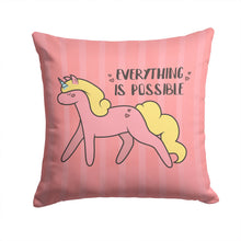 Load image into Gallery viewer, Nursery Everything is Possible Unicorn Throw Pillow - 14x14 Decorative Pillow – Art for Your Home &amp; Patio BB7479PW1414