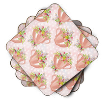 Load image into Gallery viewer, Tea Cup and Flowers Pink Foam Coaster  BB7481FC