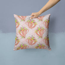 Load image into Gallery viewer, Tea Cup and Flowers Pink Throw Pillow - 14x14 Decorative Pillow – Art for Your Home &amp; Patio BB7481PW1414