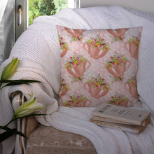 Load image into Gallery viewer, Tea Cup and Flowers Pink Throw Pillow - 14x14 Decorative Pillow – Art for Your Home &amp; Patio BB7481PW1414
