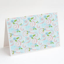 Load image into Gallery viewer, Watercolor Blue Flowers and Swirls Greeting Cards -  Blank Note Cards – 8-Pack of Artist-Designed Cards with Envelopes
