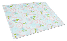 Load image into Gallery viewer, Watercolor Blue Flowers and Swirls Glass Cutting Boards – Durable, Decorative Kitchen Art Large BB7482LCB