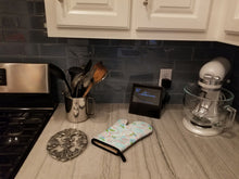 Load image into Gallery viewer, Watercolor Blue Flowers and Swirls Oven Mitt BB7482OVMT