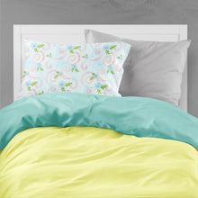 Load image into Gallery viewer, Watercolor Blue Flowers and Swirls Fabric Standard Pillowcase – Artistic Decorative Front, White Back BB7482PILLOWCASE