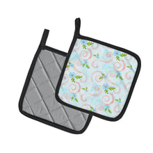 Load image into Gallery viewer, Watercolor Blue Flowers and Swirls Pot Holders - Set of 2 - Heat-Resistant Kitchen Essentials BB7482PTHD