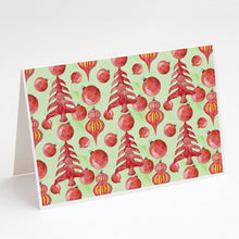 Load image into Gallery viewer, Red Christmas Tree and Ornaments Greeting Cards -  Blank Note Cards – 8-Pack of Artist-Designed Cards with Envelopes