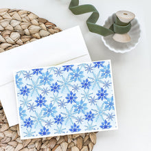 Load image into Gallery viewer, Blue Snowflakes Watercolor Greeting Cards -  Blank Note Cards – 8-Pack of Artist-Designed Cards with Envelopes