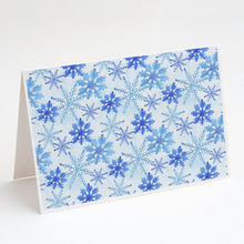 Load image into Gallery viewer, Blue Snowflakes Watercolor Greeting Cards -  Blank Note Cards – 8-Pack of Artist-Designed Cards with Envelopes