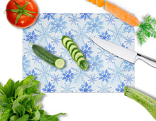 Load image into Gallery viewer, Blue Snowflakes Watercolor Glass Cutting Boards – Durable, Decorative Kitchen Art Large BB7484LCB