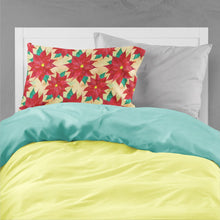 Load image into Gallery viewer, Poinsetta Christmas Fabric Standard Pillowcase – Artistic Decorative Front, White Back BB7485PILLOWCASE