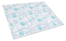 Load image into Gallery viewer, Winter Snowflakes on White Glass Cutting Boards – Durable, Decorative Kitchen Art Large BB7487LCB