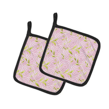 Load image into Gallery viewer, Gemoetric Circles on Pink Watercolor Pot Holders - Set of 2 - Heat-Resistant Kitchen Essentials BB7492PTHD