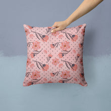 Load image into Gallery viewer, Pink Flowers and Polka Dots Throw Pillow - 14x14 Decorative Pillow – Art for Your Home &amp; Patio BB7499PW1414