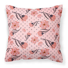 Load image into Gallery viewer, Pink Flowers and Polka Dots Fabric Decorative Pillow BB7499PW1818