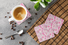 Load image into Gallery viewer, Watercolor Pink Flowers Grey Stripes Foam Coaster  BB7502FC