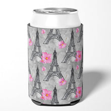 Load image into Gallery viewer, Watercolor Pink Flowers Eiffel Tower Can or Bottle Hugger BB7503CC