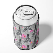Load image into Gallery viewer, Watercolor Pink Flowers Eiffel Tower Can or Bottle Hugger BB7503CC