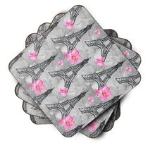 Load image into Gallery viewer, Watercolor Pink Flowers Eiffel Tower Foam Coaster  BB7503FC