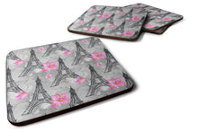 Load image into Gallery viewer, Watercolor Pink Flowers Eiffel Tower Foam Coaster  BB7503FC