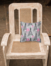 Load image into Gallery viewer, Watercolor Pink Flowers Eiffel Tower Fabric Decorative Pillow BB7503PW1818