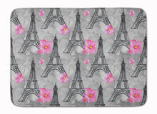 Load image into Gallery viewer, Watercolor Pink Flowers Eiffel Tower Machine Washable Memory Foam Mat BB7503RUG