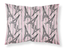 Load image into Gallery viewer, Watercolor Eiffel Tower and Stripes Fabric Standard Pillowcase – Artistic Decorative Front, White Back BB7509PILLOWCASE