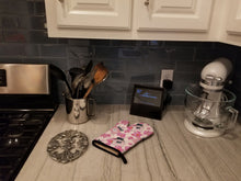 Load image into Gallery viewer, Watercolor Pink Flowers and Perfume Oven Mitt BB7510OVMT